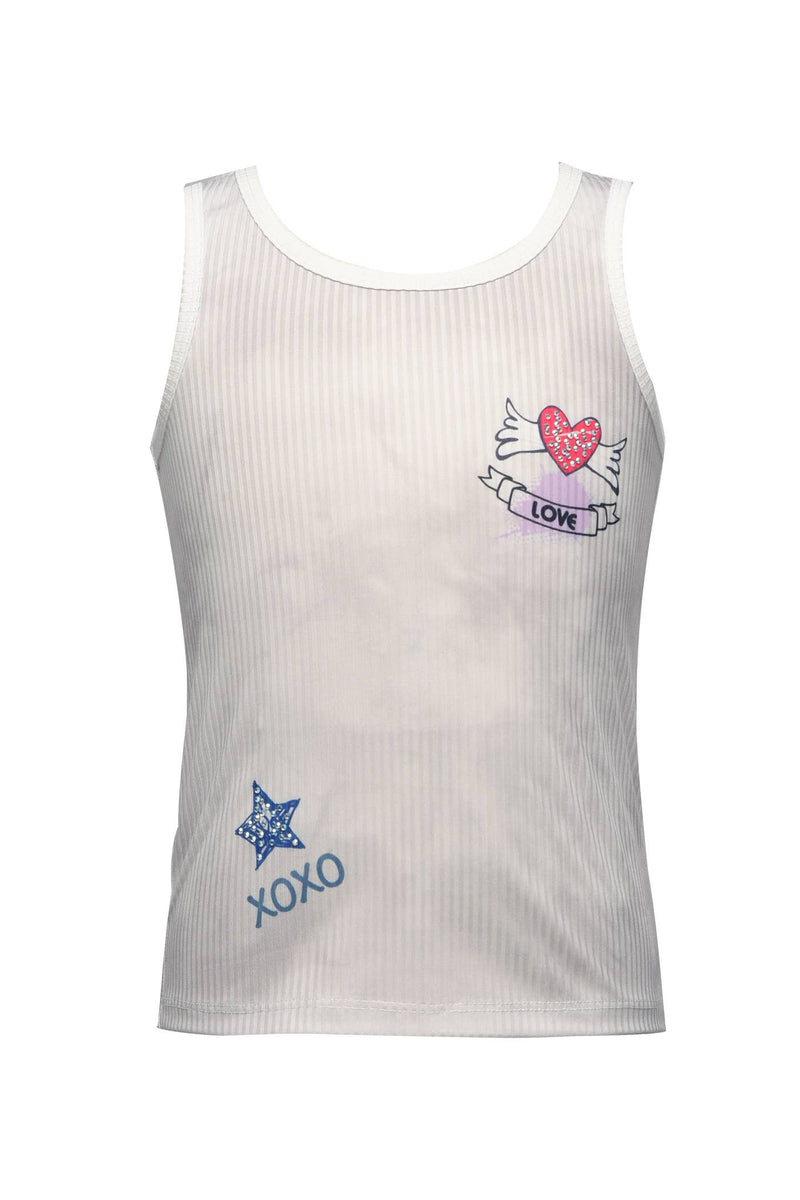 My hannah banana Girl’s Tie Dye XOXO Graphic Print Ribbed Tank Top.  Round Neckline & Sleeveless   Ribbed Knit Material Subtle Tie Dye & Solid Contrast Outlines  Tattoo Like Heart w/ Wings “LOVE” & Star “XOXO” Graphic  Here’s To A Basic That’s Not So Basic!  Imported