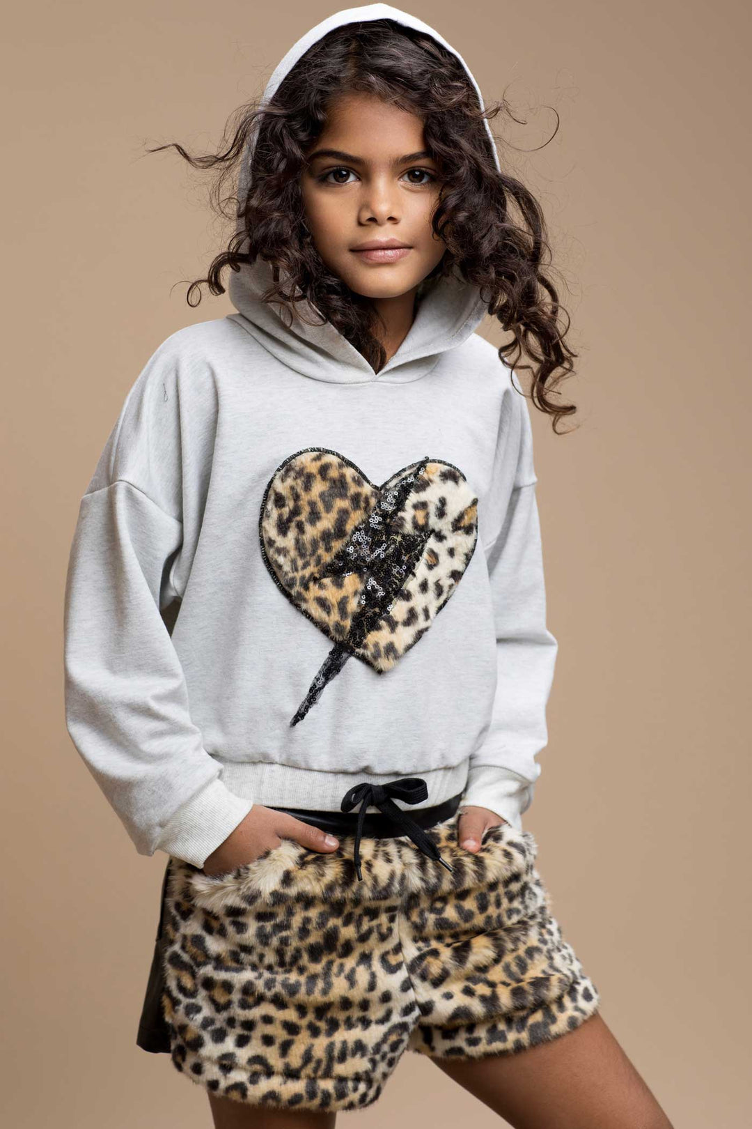 Hannah Banana Little Girl's Faux Fur Leopard Pleather Shorts