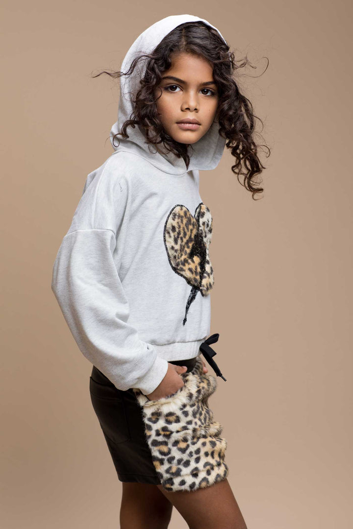 Hannah Banana Little Girl's Faux Fur Leopard Pleather Shorts