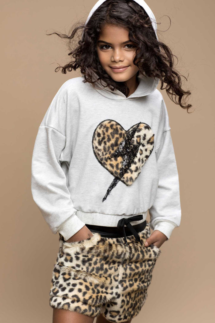 Hannah Banana Little Girl's Faux Fur Leopard Pleather Shorts