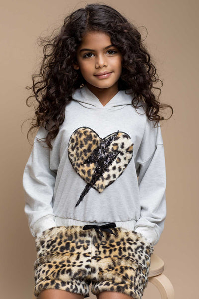 Hannah Banana Little Girl's Faux Fur Leopard Pleather Shorts