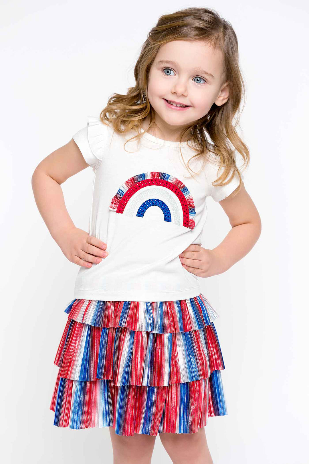 Truly Me Pink Label Little Girls Toddler USA America Merica Patriotic 4th of July Themed Spangled Tutu Skirt Birthday Party Trendy Halloween