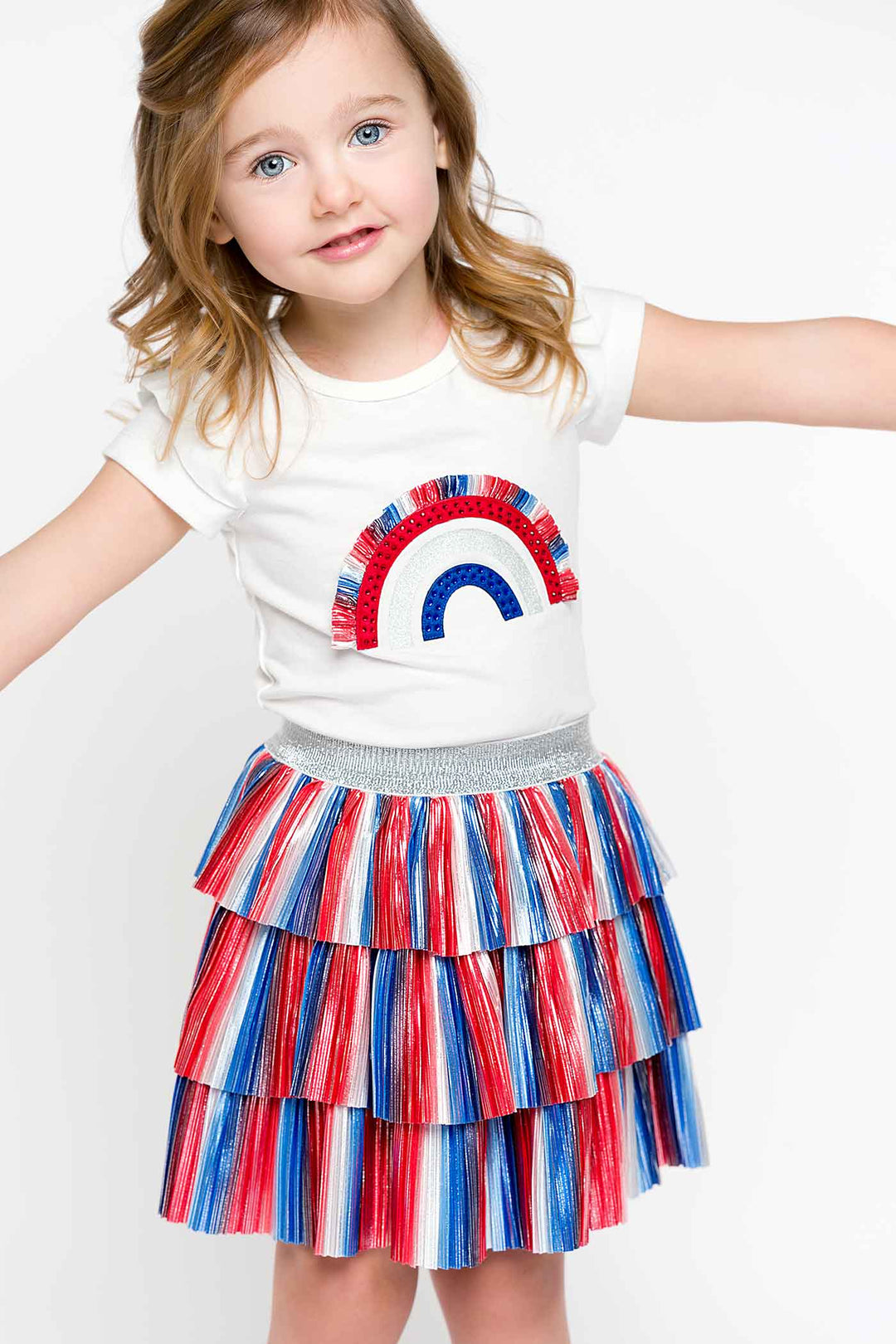 Truly Me Pink Label Little Girls Toddler USA America Merica Patriotic 4th of July Themed Spangled Tutu Skirt Birthday Party Trendy Halloween